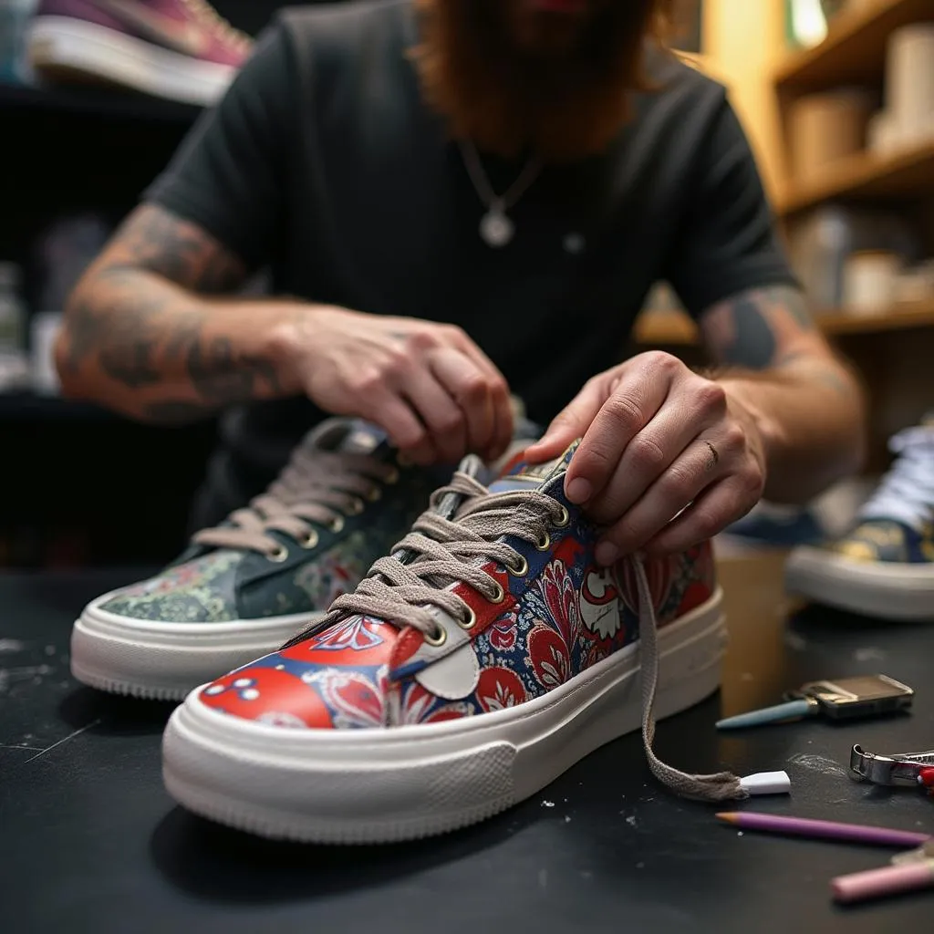 Taller de personalización de zapatillas en tienda