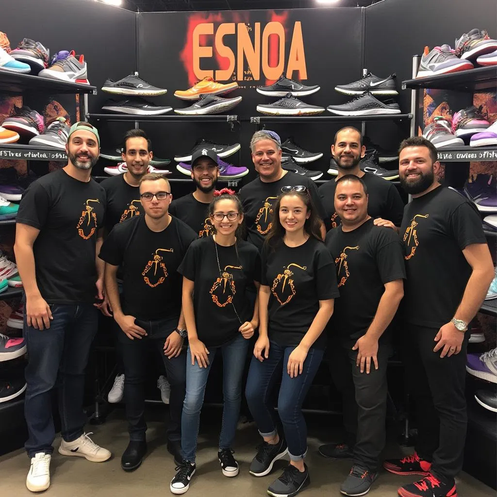 Equipo de ephyraesnoa en una feria de calzado deportivo